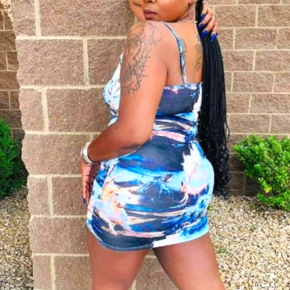 Blue oil paint dress